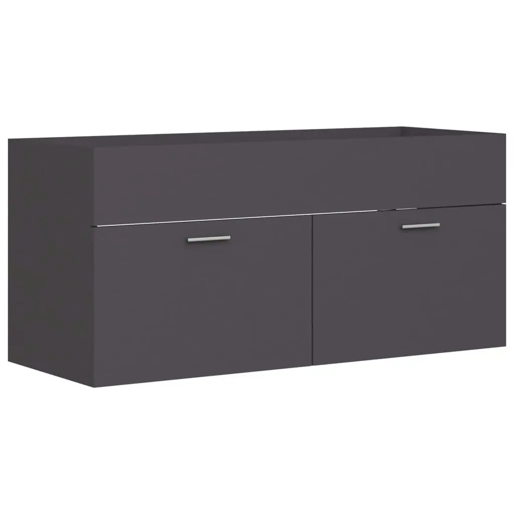 2 Piece Bathroom Furniture Set Grey Engineered Wood 804811