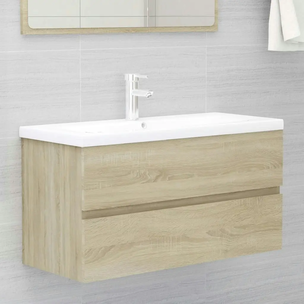 2 Piece Bathroom Furniture Set Sonoma Oak Engineered Wood 804893