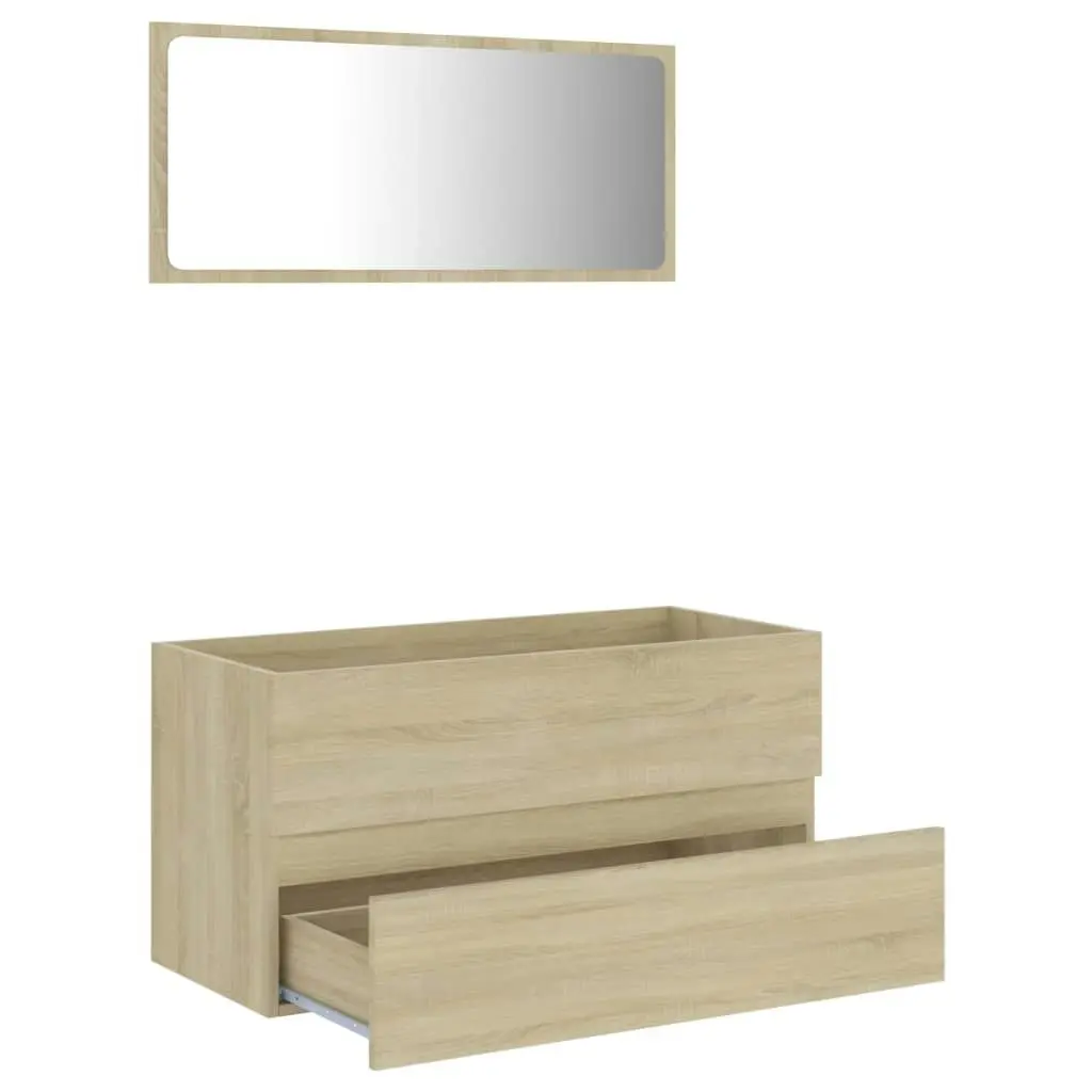 2 Piece Bathroom Furniture Set Sonoma Oak Engineered Wood 804893