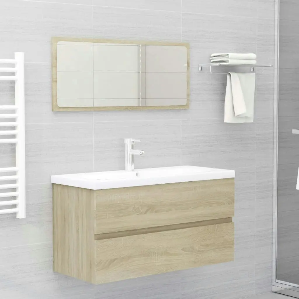 2 Piece Bathroom Furniture Set Sonoma Oak Engineered Wood 804893