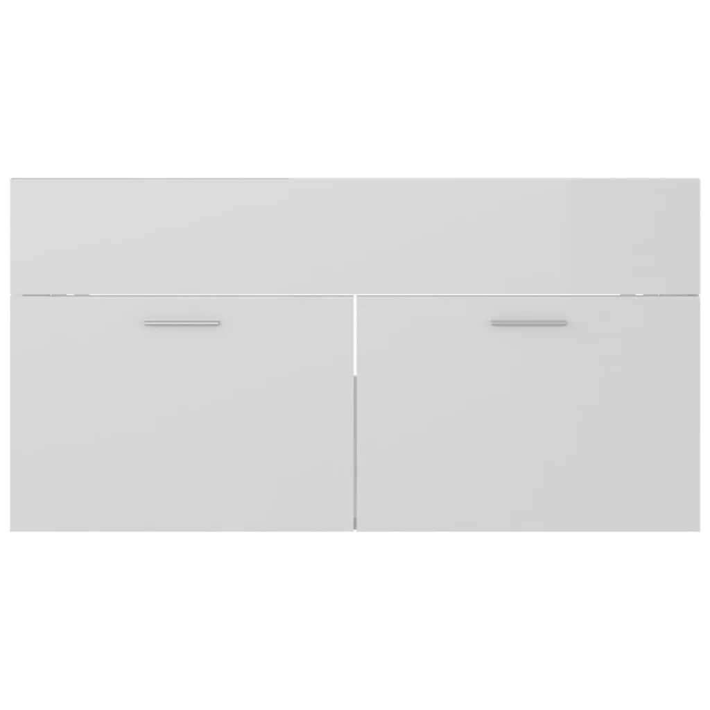 2 Piece Bathroom Furniture Set High Gloss White Engineered Wood 804806