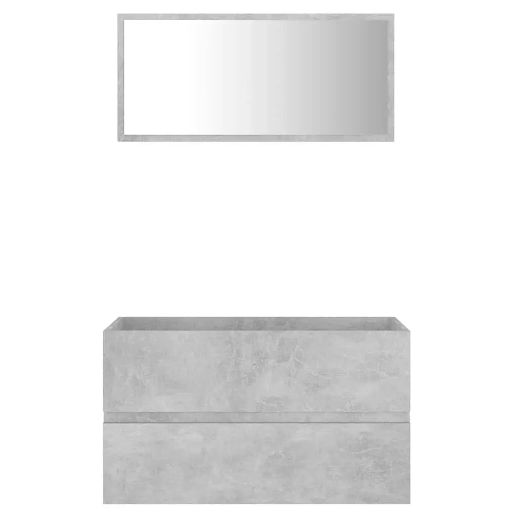 2 Piece Bathroom Furniture Set Concrete Grey Engineered Wood 804885