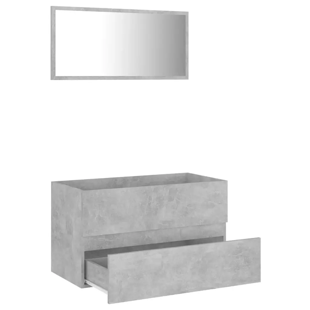 2 Piece Bathroom Furniture Set Concrete Grey Engineered Wood 804885