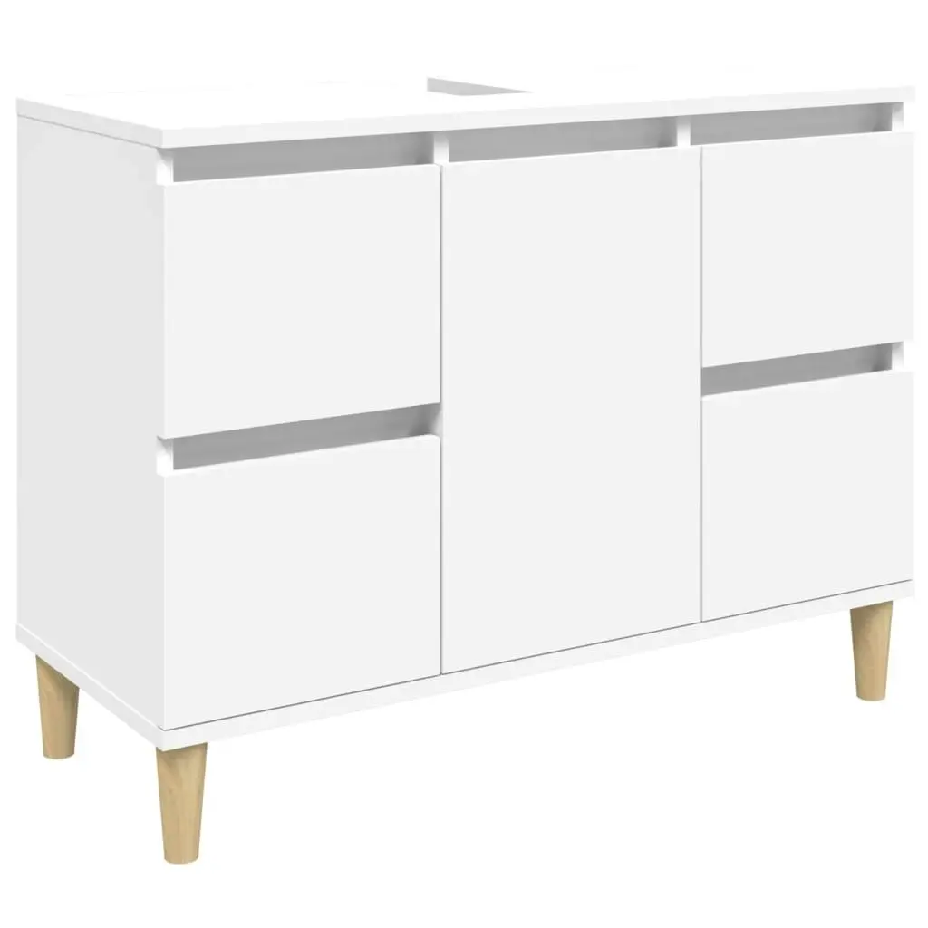 2 Piece Bathroom Furniture Set White Engineered Wood 3185699