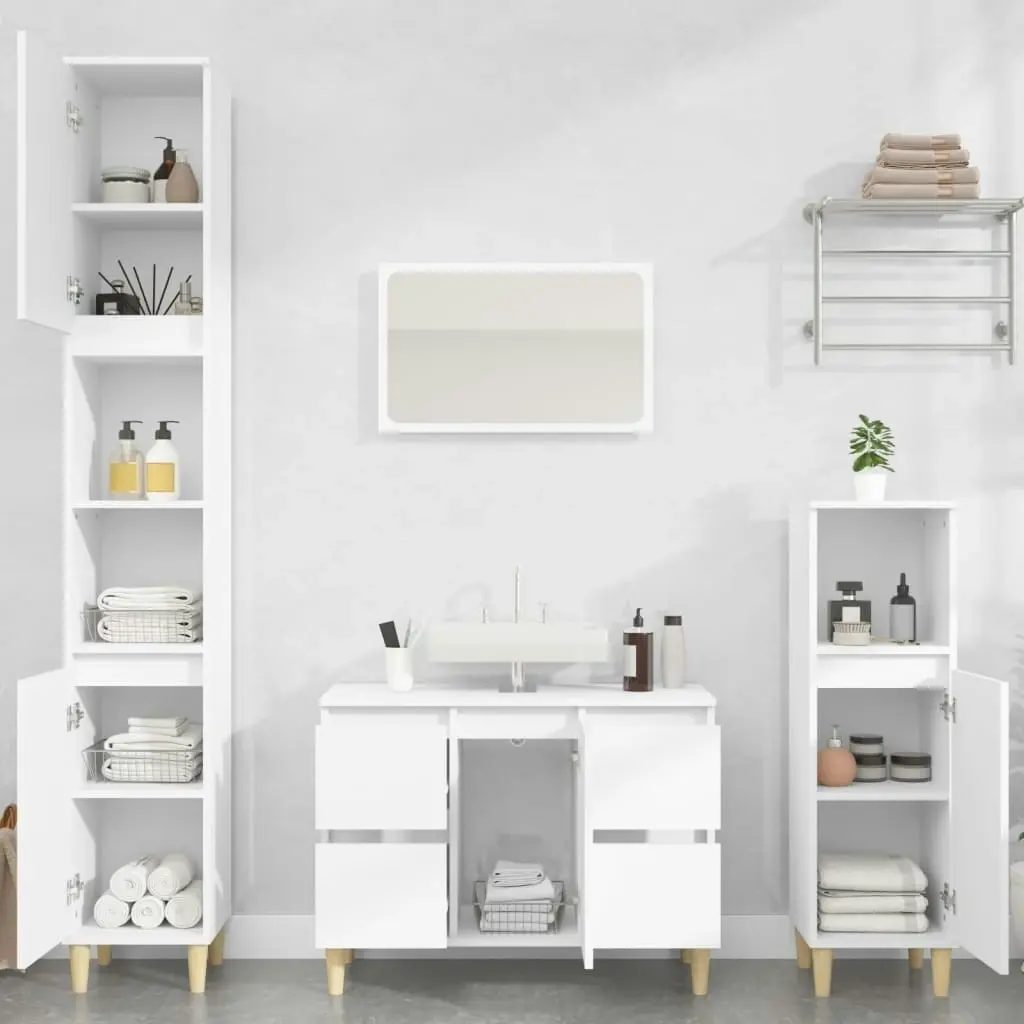 2 Piece Bathroom Furniture Set White Engineered Wood 3185699