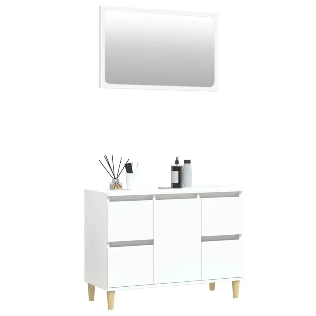 2 Piece Bathroom Furniture Set White Engineered Wood 3185699