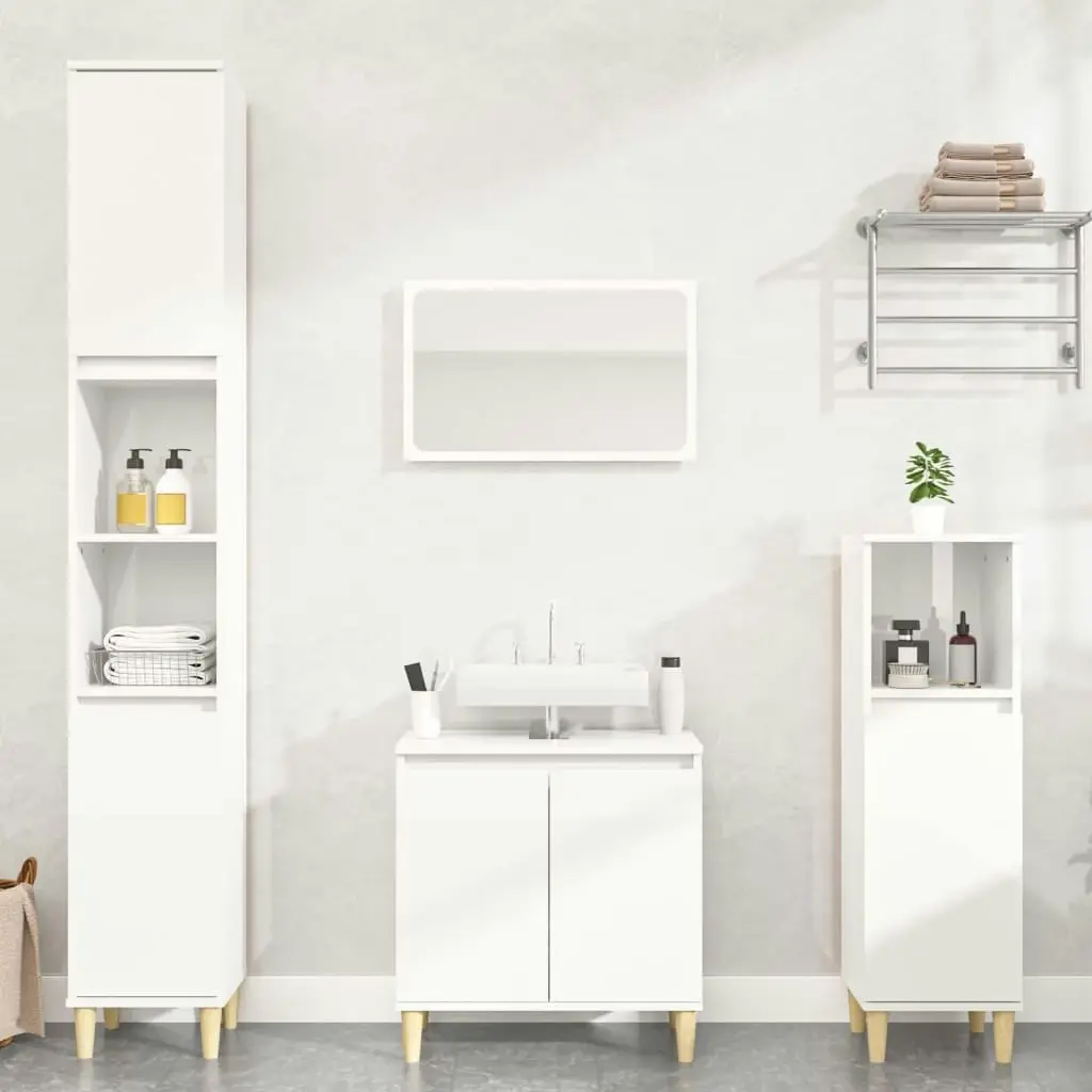 2 Piece Bathroom Furniture Set High Gloss White Engineered Wood 3185691