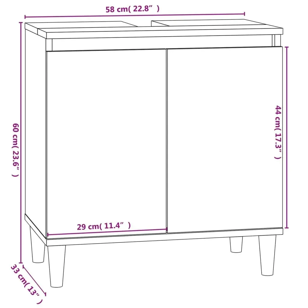 2 Piece Bathroom Furniture Set High Gloss White Engineered Wood 3185691