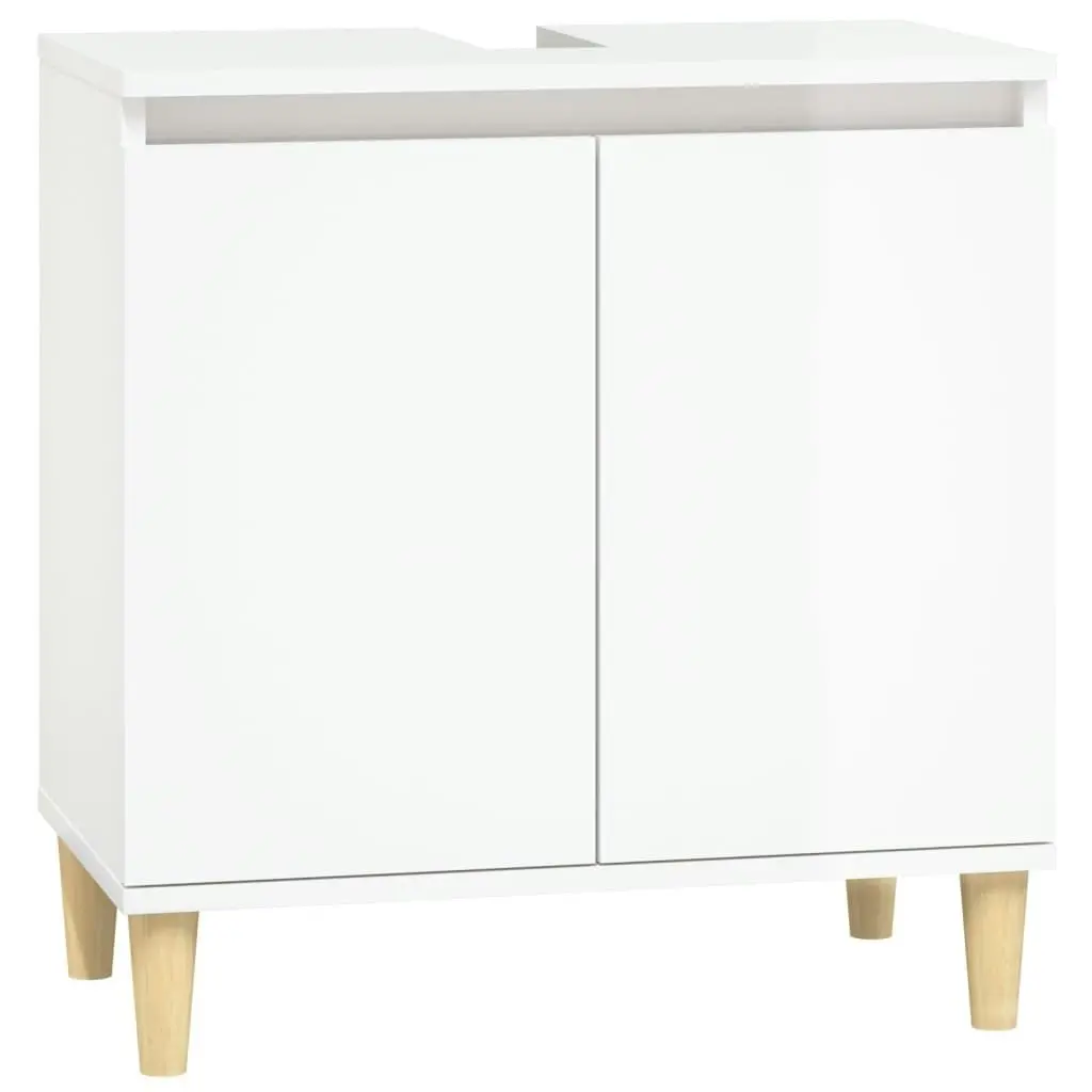 2 Piece Bathroom Furniture Set High Gloss White Engineered Wood 3185691