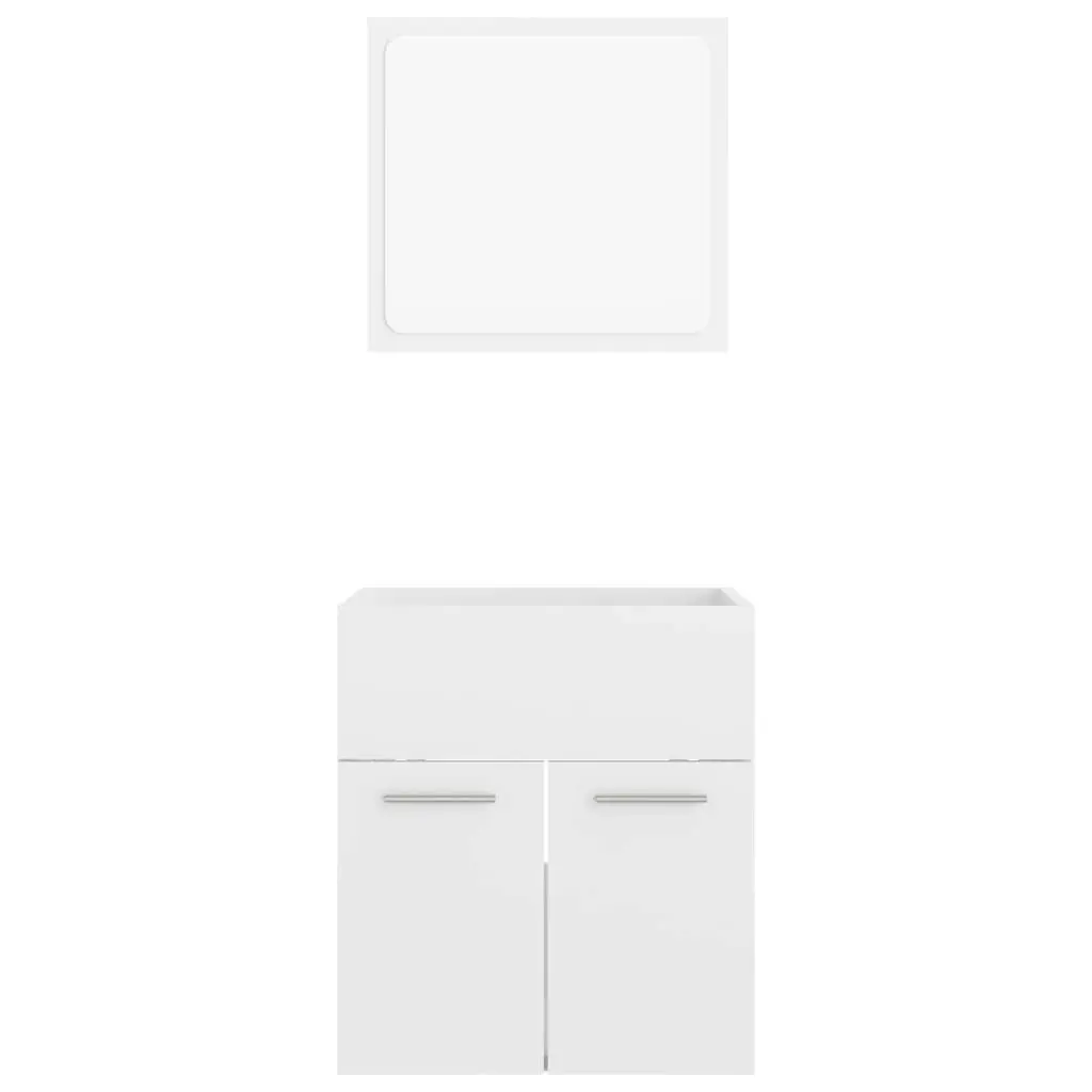 2 Piece Bathroom Furniture Set High Gloss White Engineered Wood 804779