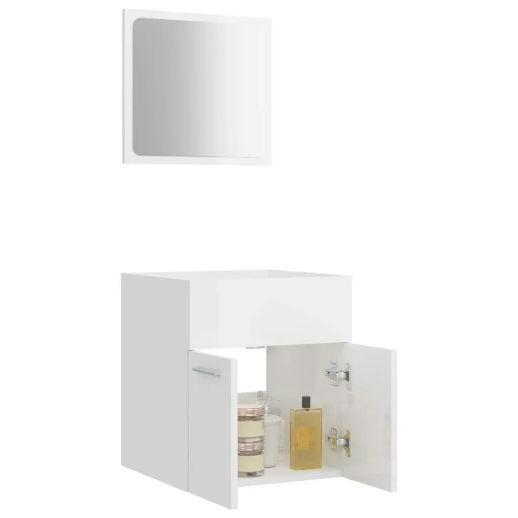 2 Piece Bathroom Furniture Set High Gloss White Engineered Wood 804779