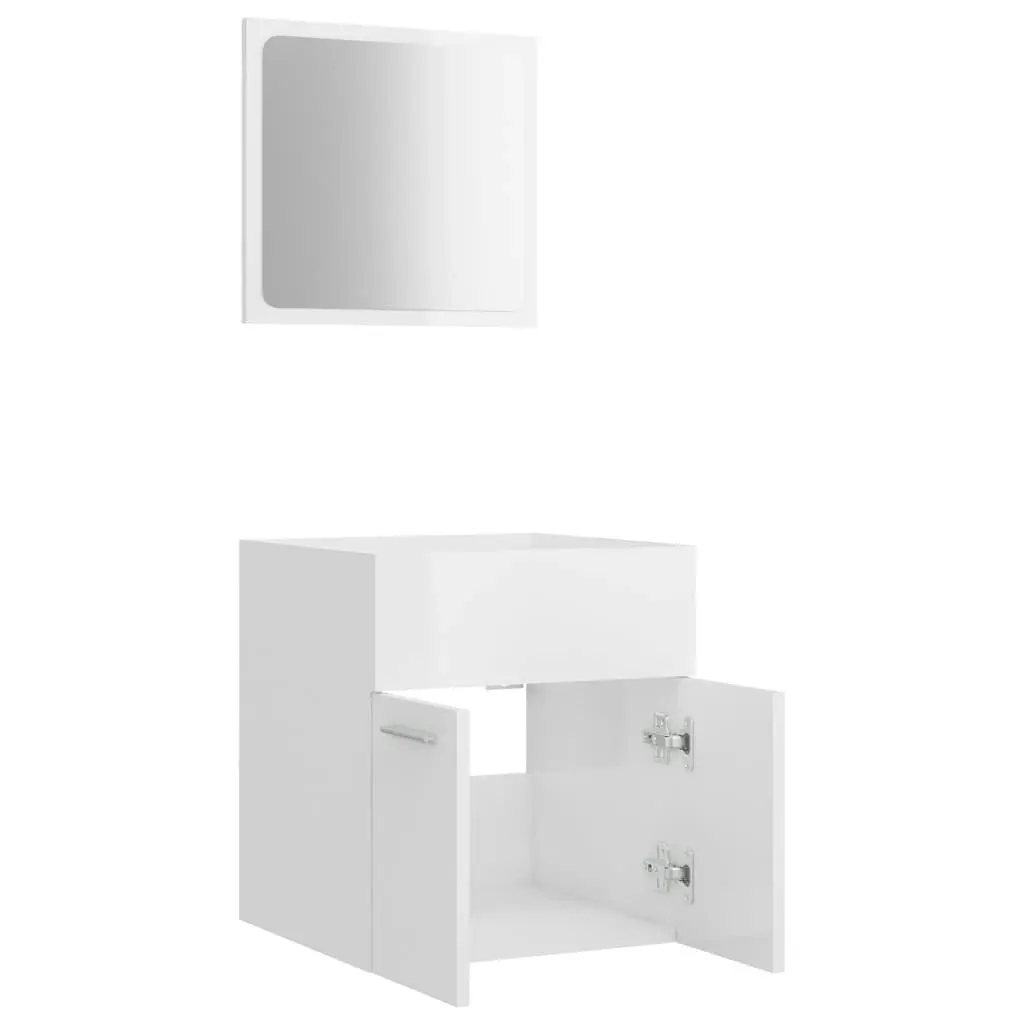 2 Piece Bathroom Furniture Set High Gloss White Engineered Wood 804779