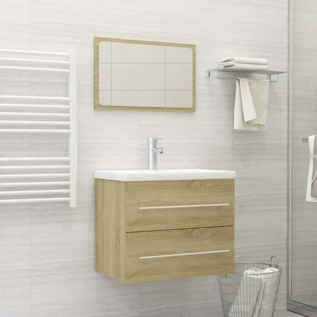 2 Piece Bathroom Furniture Set Sonoma Oak Engineered Wood 804830