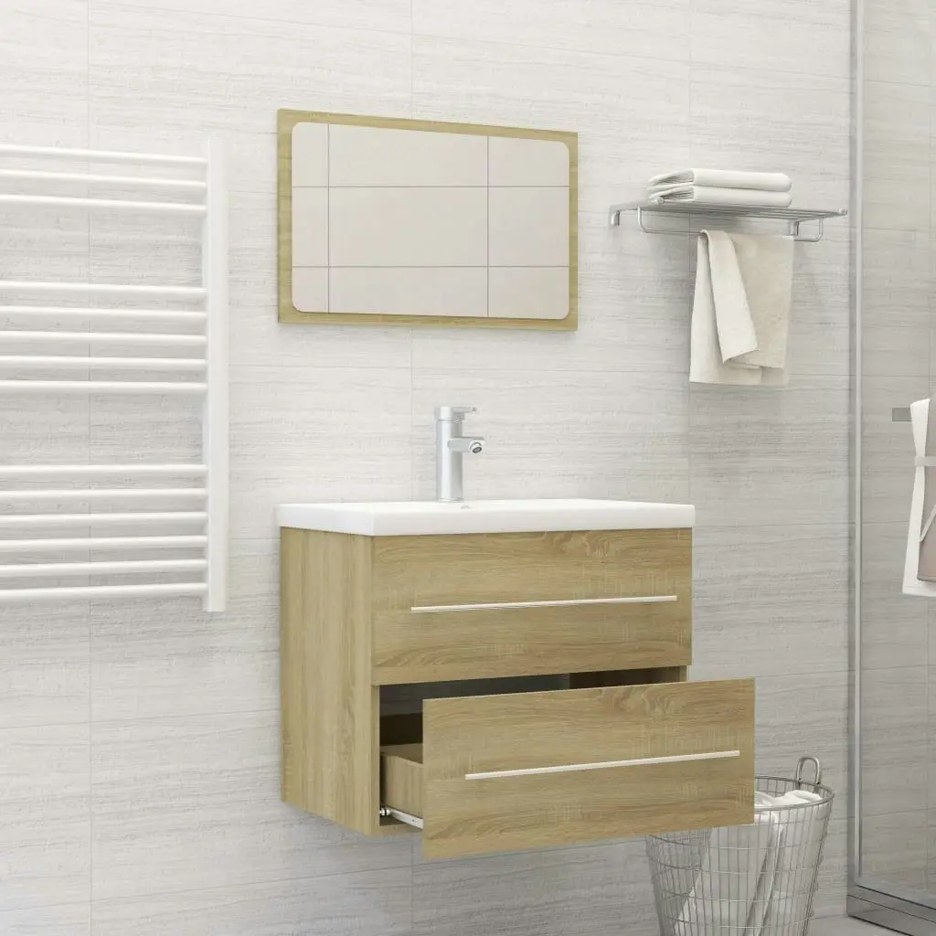 2 Piece Bathroom Furniture Set Sonoma Oak Engineered Wood 804830