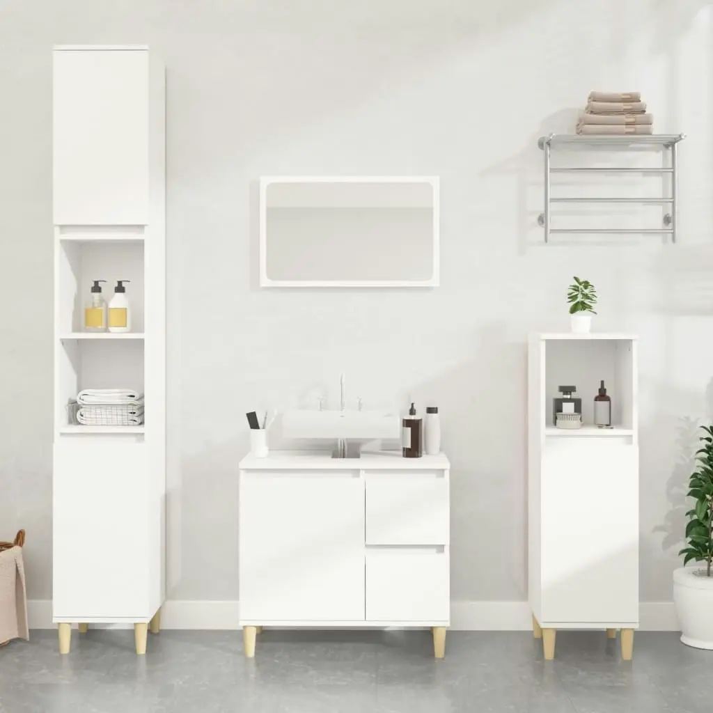 2 Piece Bathroom Furniture Set White Engineered Wood 3185561