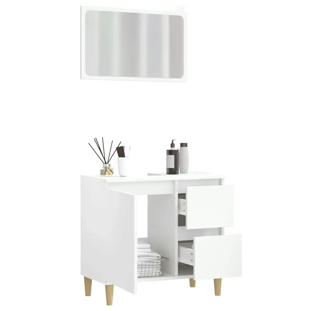 2 Piece Bathroom Furniture Set White Engineered Wood 3185561