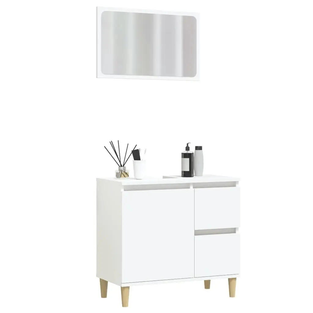 2 Piece Bathroom Furniture Set White Engineered Wood 3185561