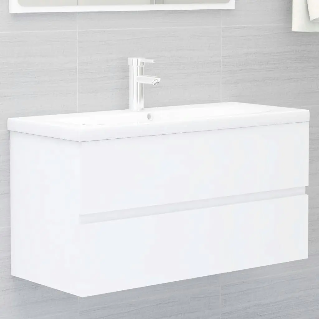 2 Piece Bathroom Furniture Set White Engineered Wood 804890