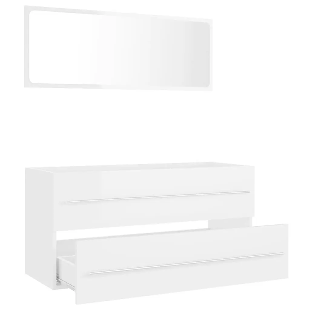 2 Piece Bathroom Furniture Set High Gloss White Engineered Wood 804860