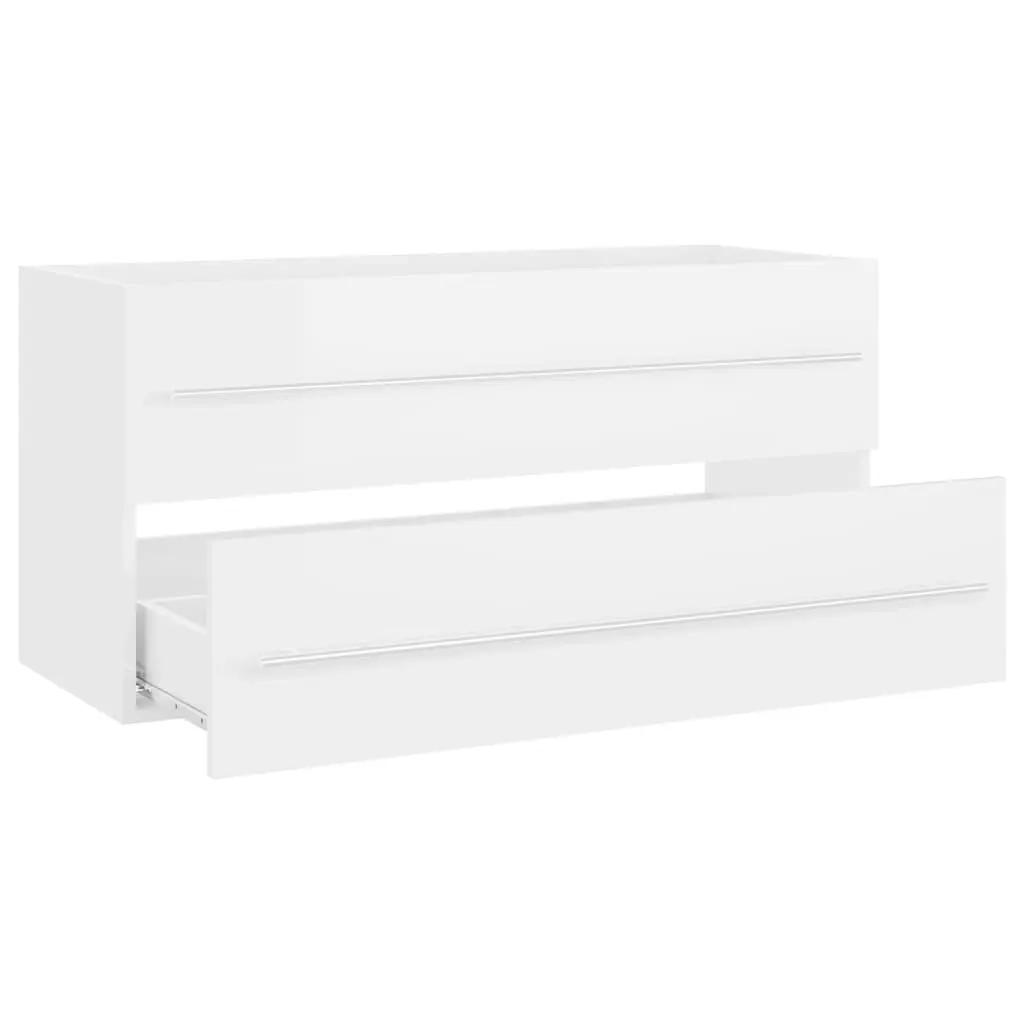 2 Piece Bathroom Furniture Set High Gloss White Engineered Wood 804860