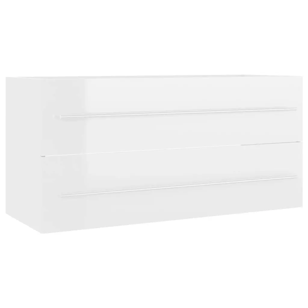 2 Piece Bathroom Furniture Set High Gloss White Engineered Wood 804860