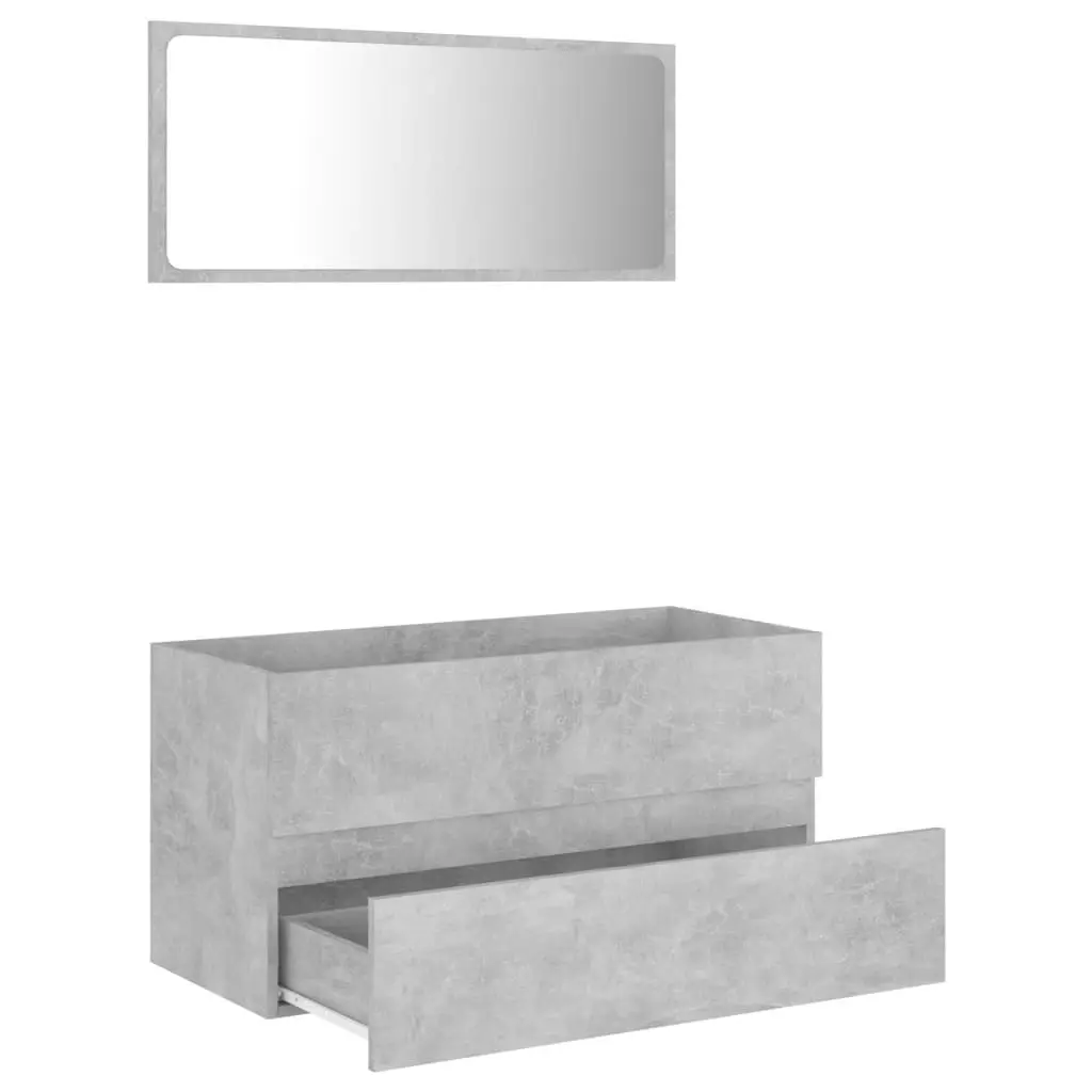 2 Piece Bathroom Furniture Set Concrete Grey Engineered Wood 804894