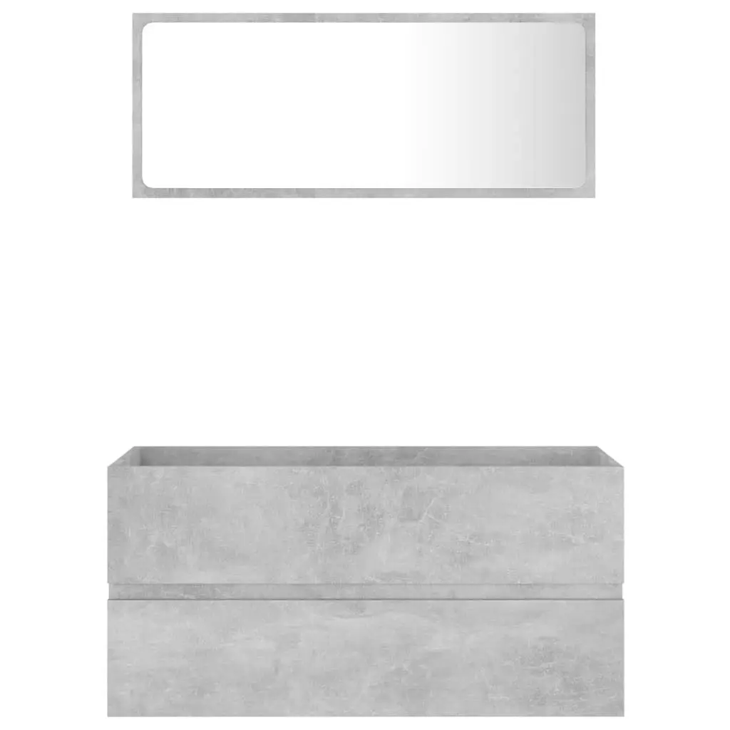 2 Piece Bathroom Furniture Set Concrete Grey Engineered Wood 804894