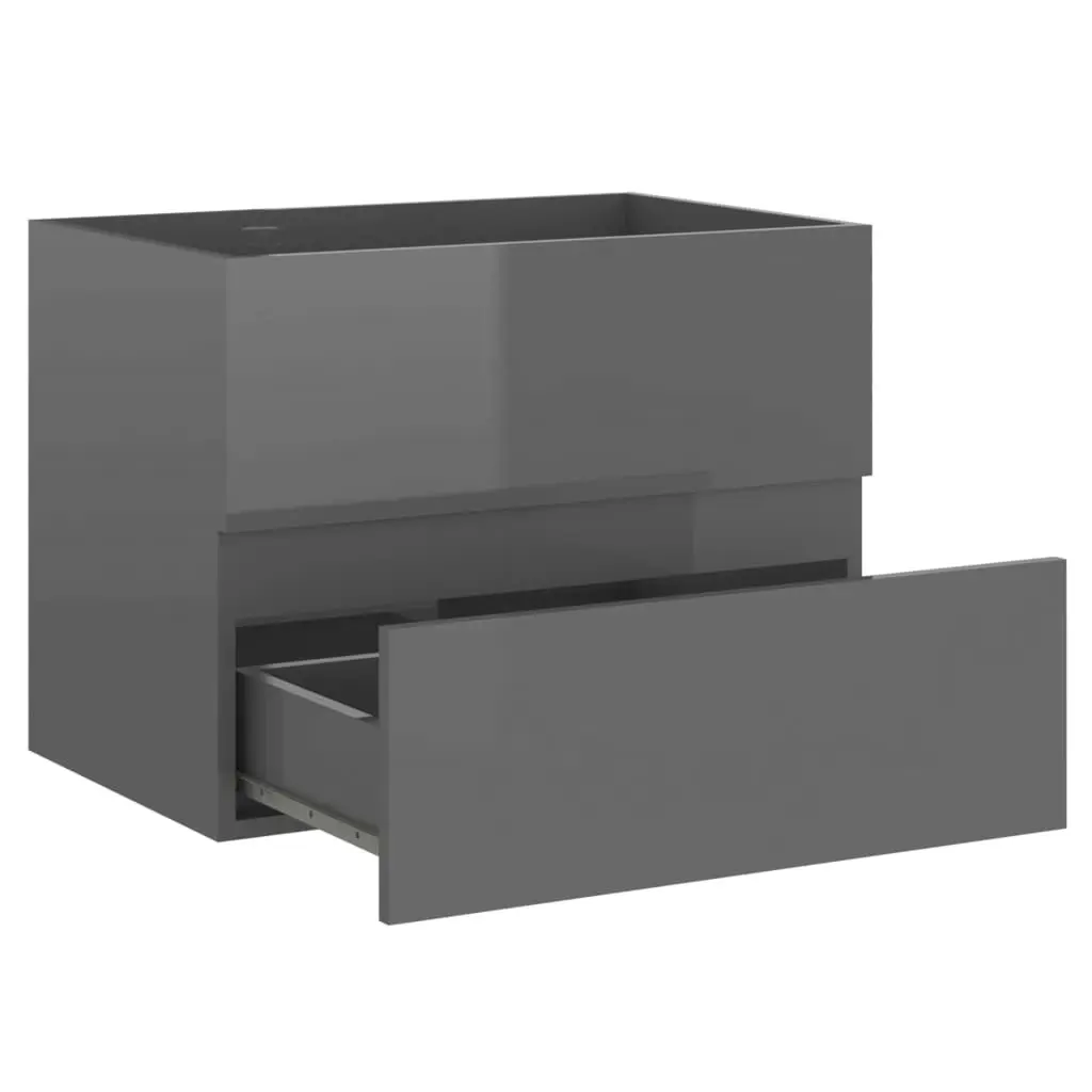 2 Piece Bathroom Furniture Set Grey Engineered Wood 804874