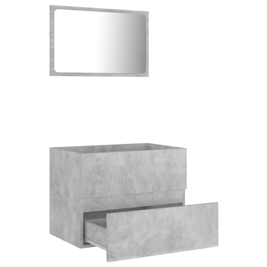 2 Piece Bathroom Furniture Set Concrete Grey Engineered Wood 804876