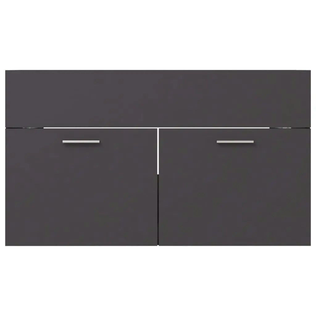 2 Piece Bathroom Furniture Set Grey Engineered Wood 804793