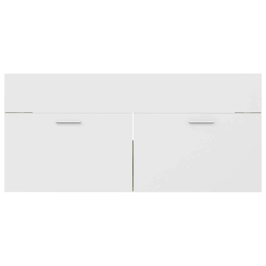 2 Piece Bathroom Furniture Set White and Sonoma Oak Engineered Wood 804814