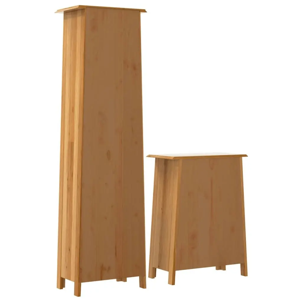 2 Piece Bathroom Furniture Set Solid Wood Pine 3223461