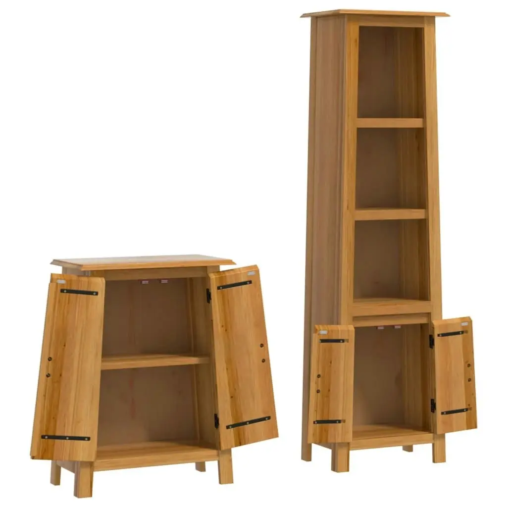 2 Piece Bathroom Furniture Set Solid Wood Pine 3223461