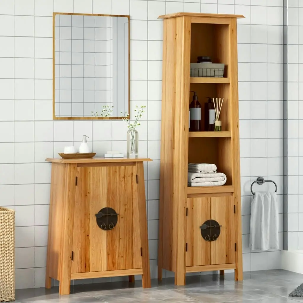 2 Piece Bathroom Furniture Set Solid Wood Pine 3223461