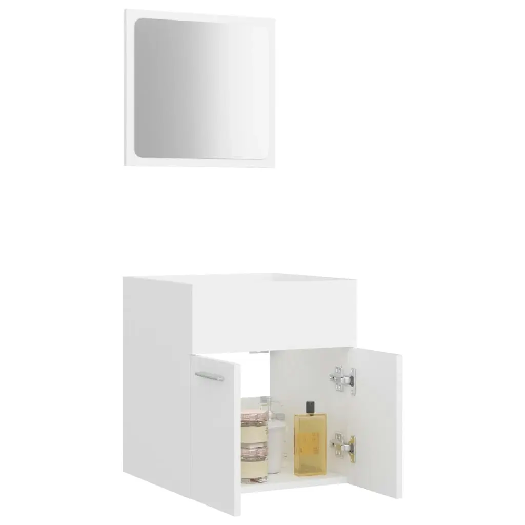 2 Piece Bathroom Furniture Set White Engineered Wood 804773