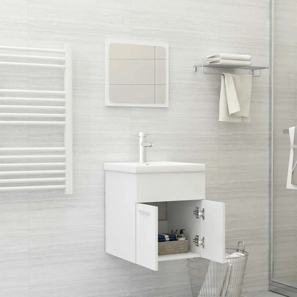 2 Piece Bathroom Furniture Set White Engineered Wood 804773