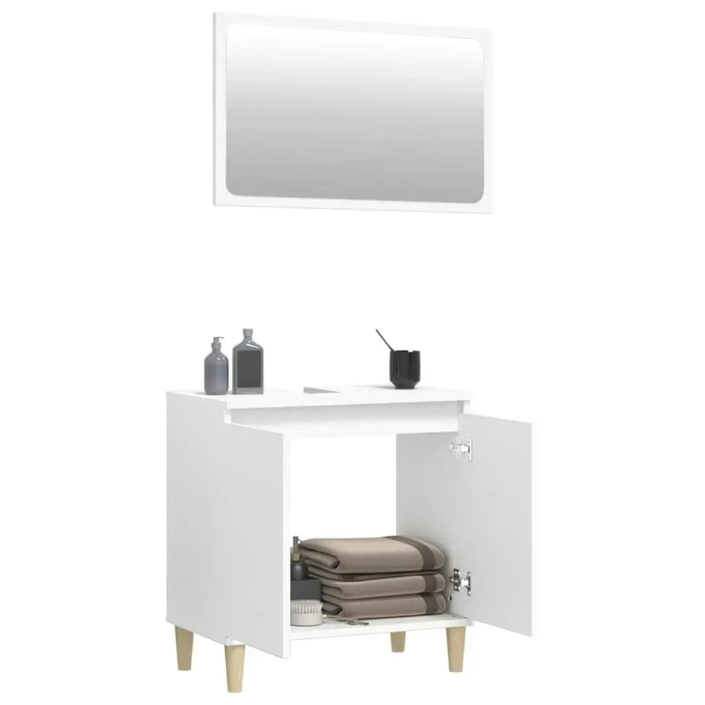 2 Piece Bathroom Furniture Set White Engineered Wood 3185689