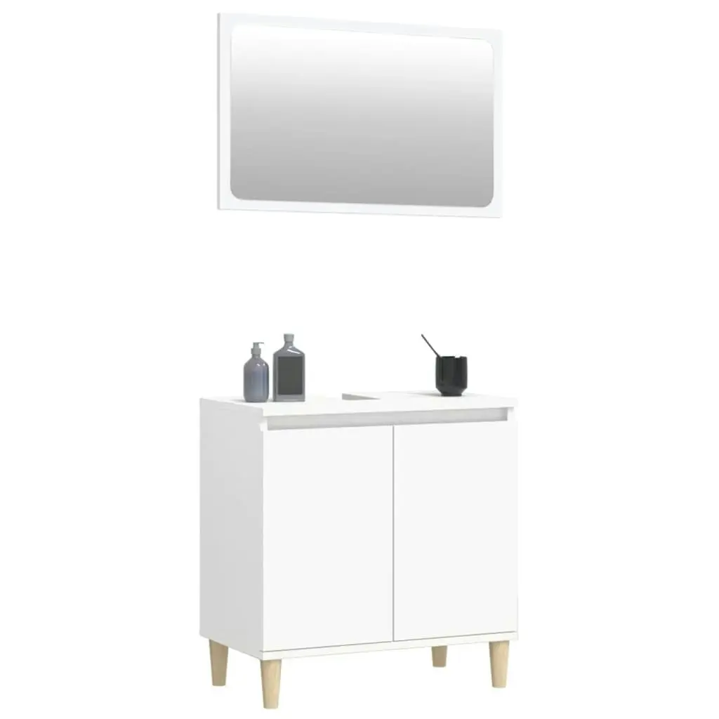 2 Piece Bathroom Furniture Set White Engineered Wood 3185689