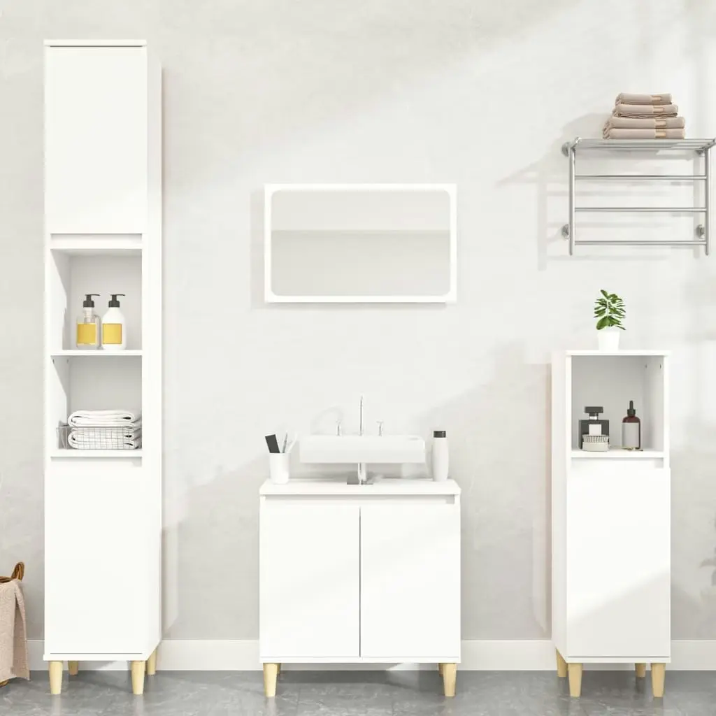 2 Piece Bathroom Furniture Set White Engineered Wood 3185689