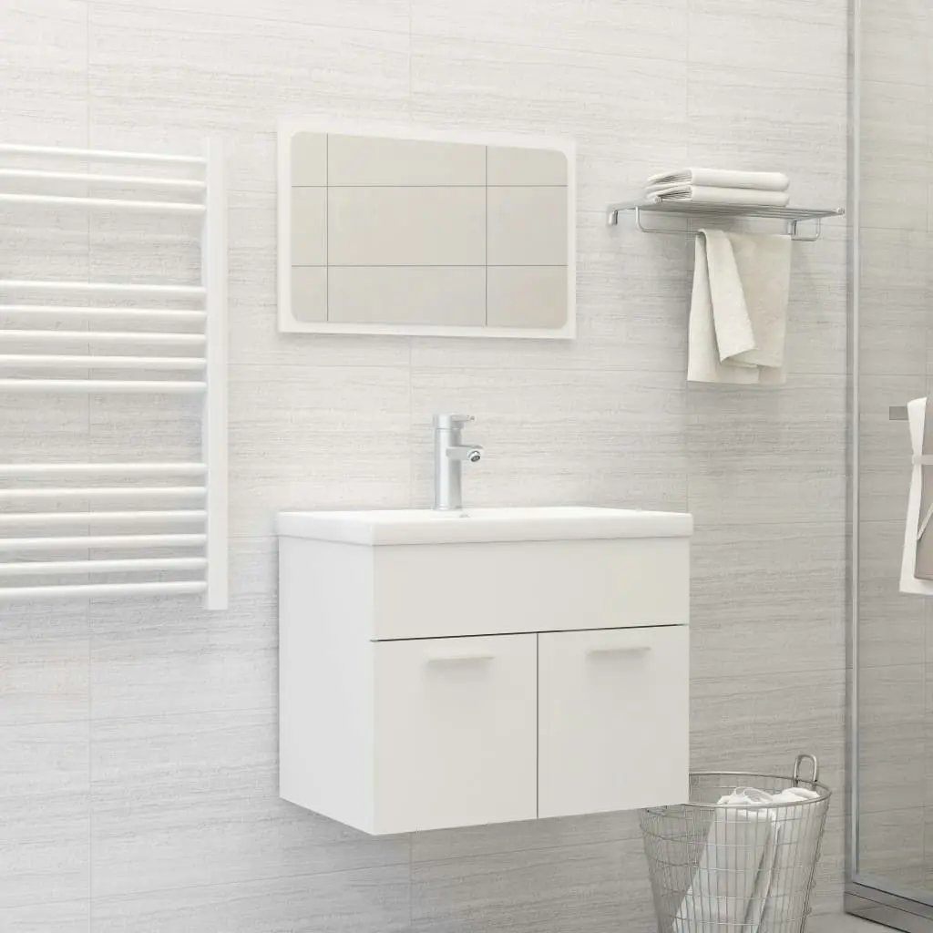 2 Piece Bathroom Furniture Set White Engineered Wood 804782