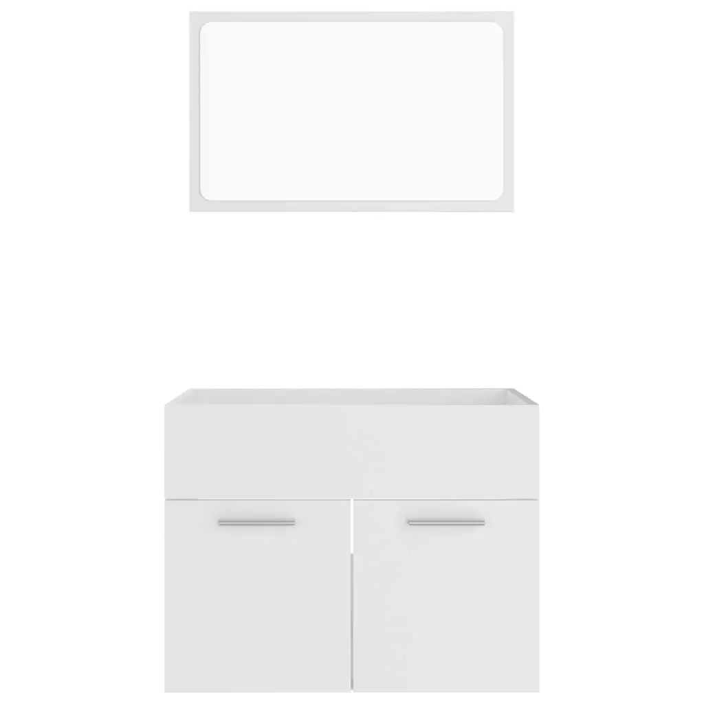 2 Piece Bathroom Furniture Set White Engineered Wood 804782