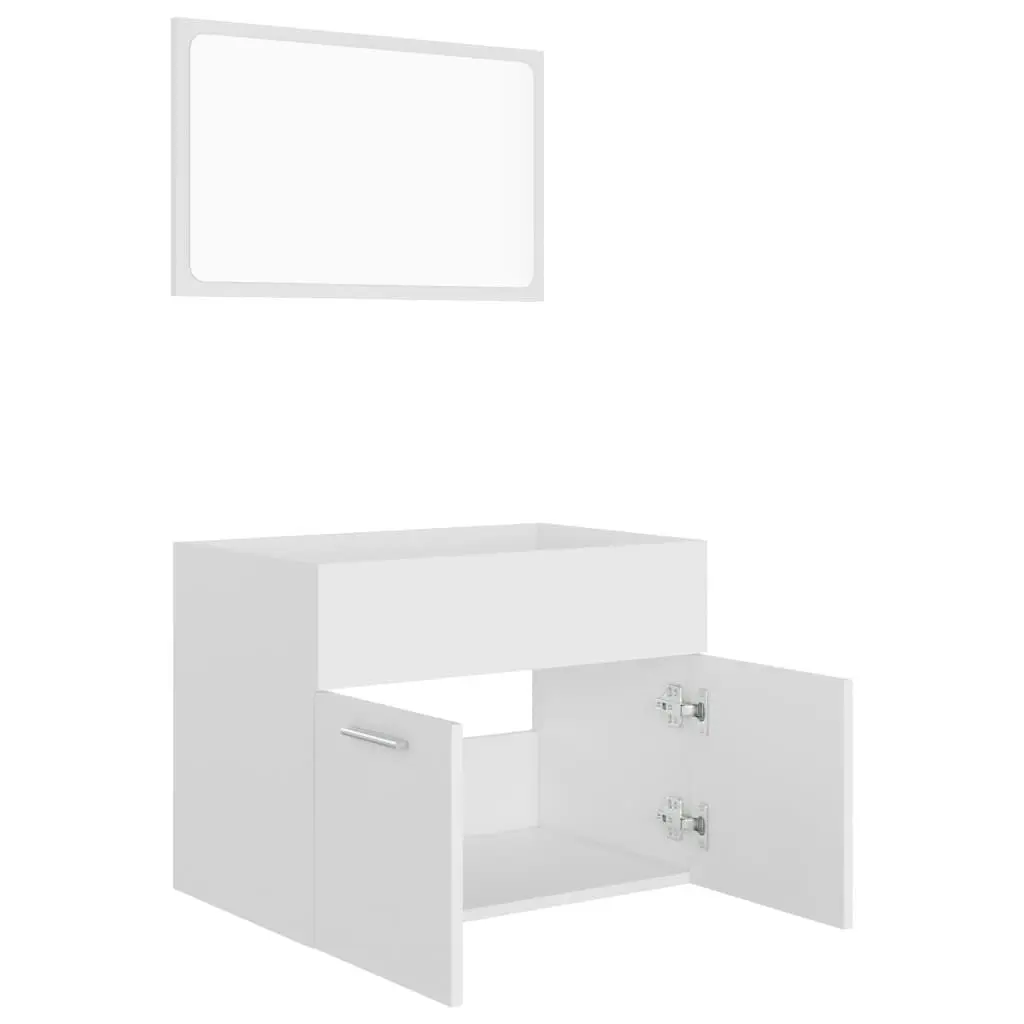 2 Piece Bathroom Furniture Set White Engineered Wood 804782