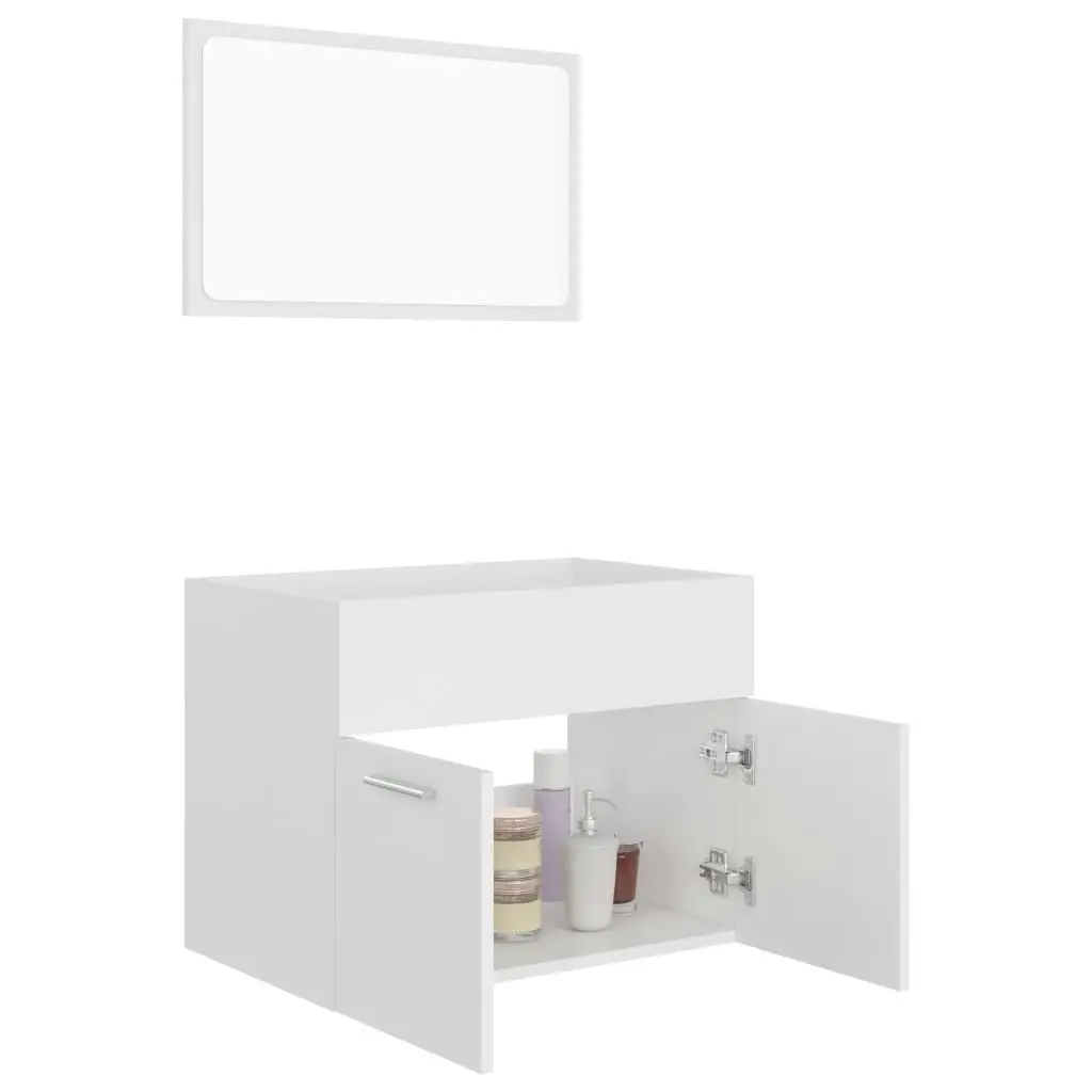 2 Piece Bathroom Furniture Set White Engineered Wood 804782