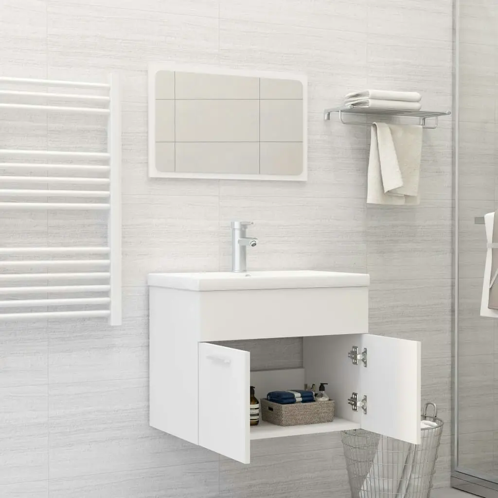 2 Piece Bathroom Furniture Set White Engineered Wood 804782