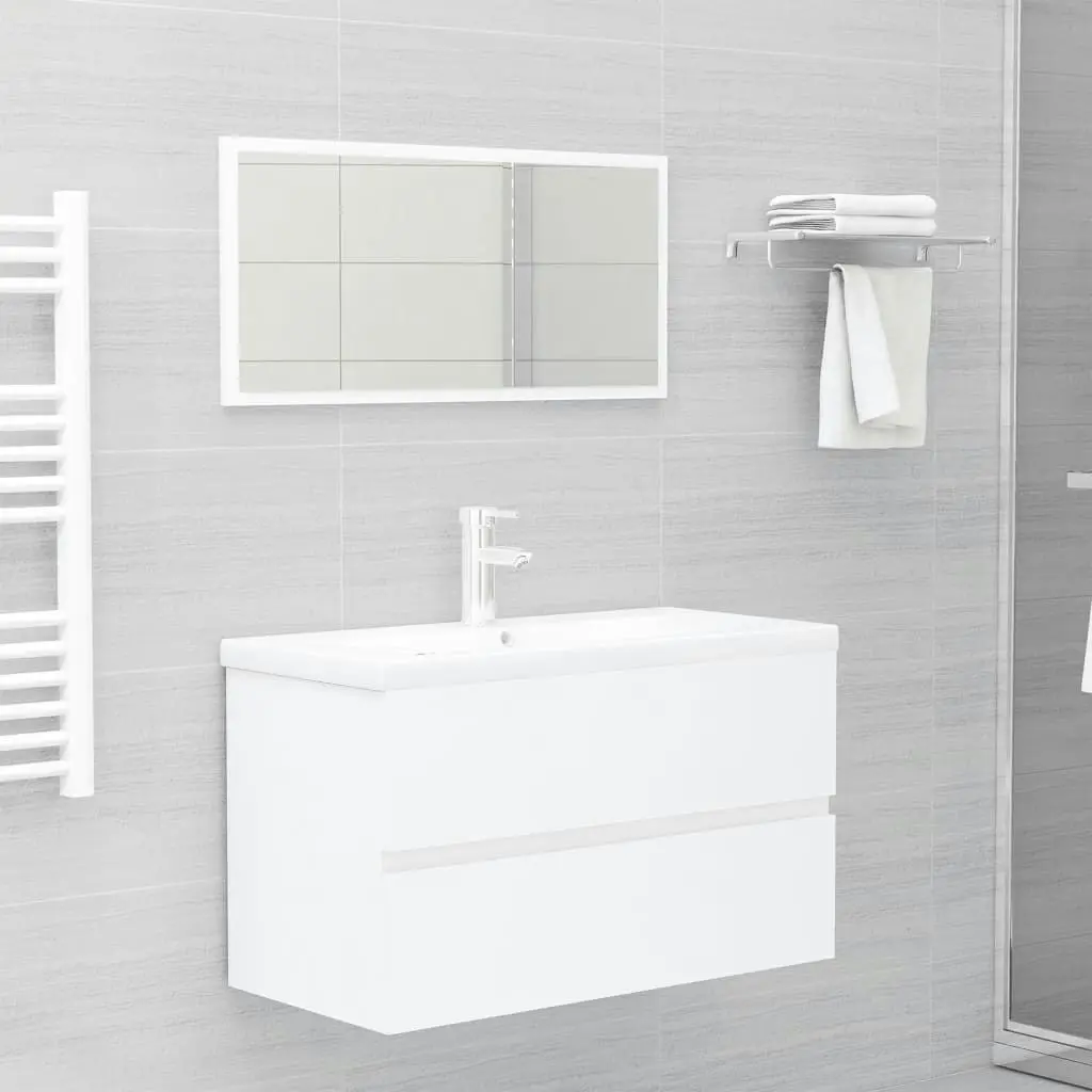 2 Piece Bathroom Furniture Set White Engineered Wood 804881