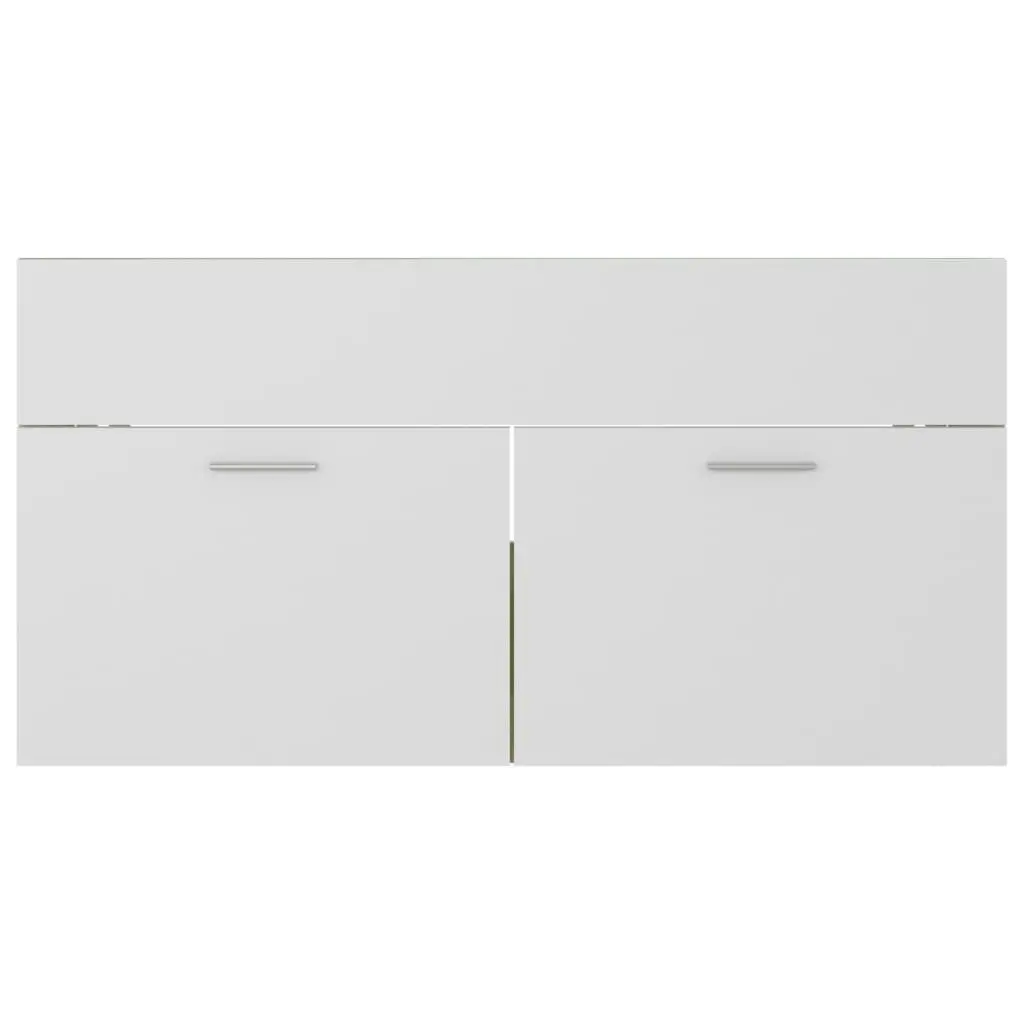 2 Piece Bathroom Furniture Set White and Sonoma Oak Engineered Wood 804805