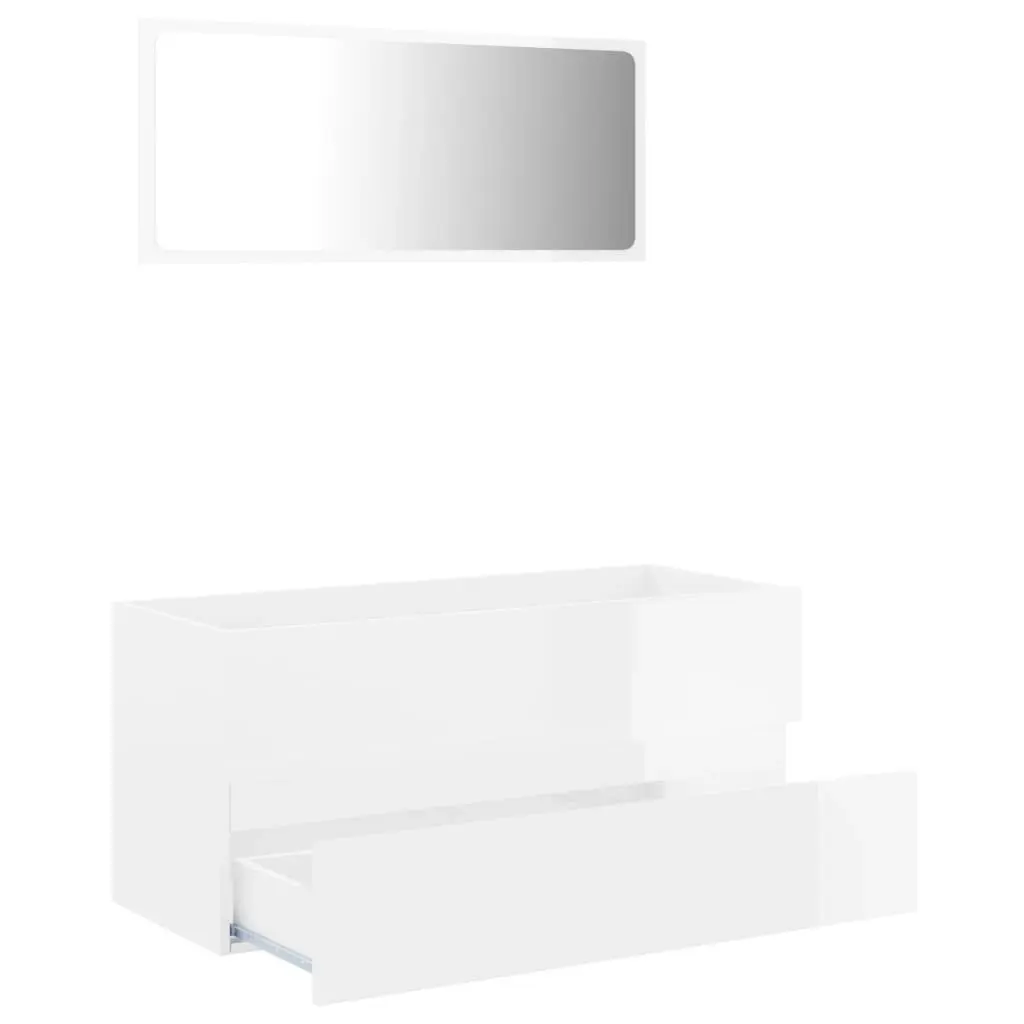 2 Piece Bathroom Furniture Set High Gloss White Engineered Wood 804905