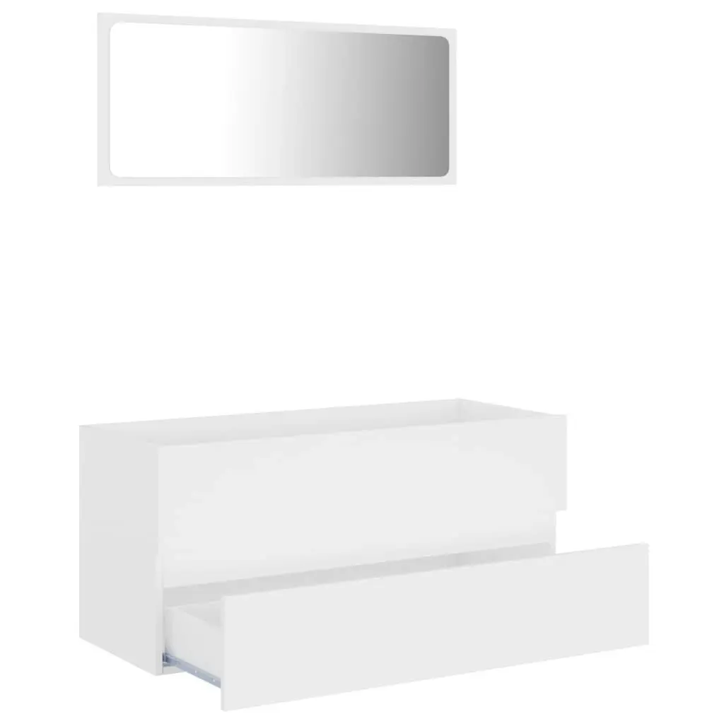 2 Piece Bathroom Furniture Set White Engineered Wood 804899