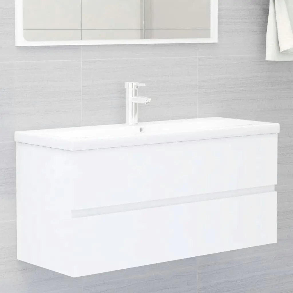 2 Piece Bathroom Furniture Set White Engineered Wood 804899