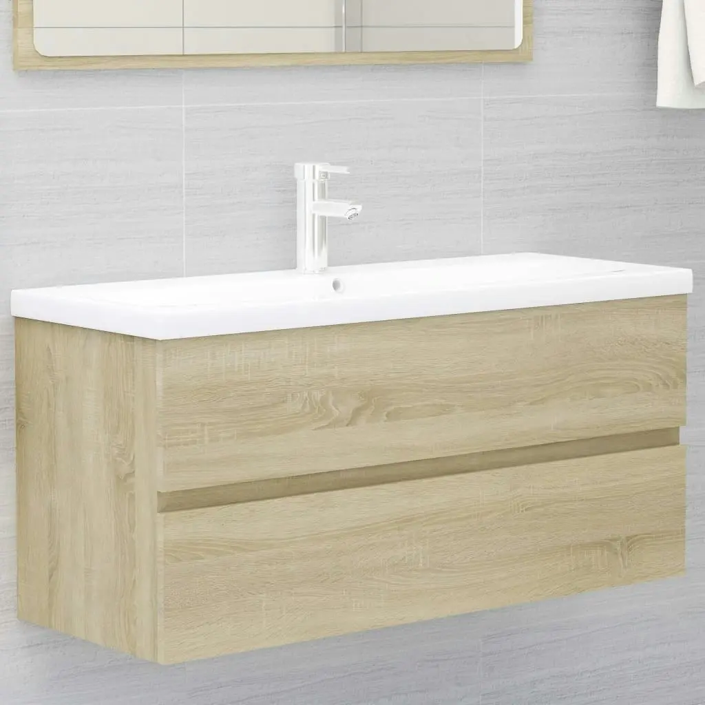 2 Piece Bathroom Furniture Set Sonoma Oak Engineered Wood 804902